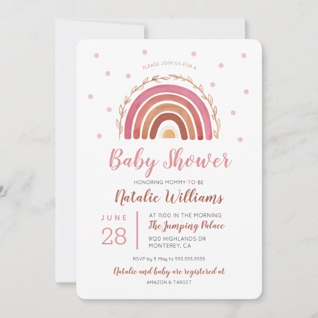 Boho Rainbow Baby Shower Invitation (Front)