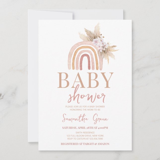 Boho Rainbow Baby Shower Invitation (Front)