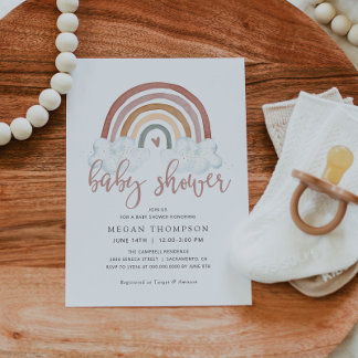 Boho Rainbow Baby Shower Invitation
