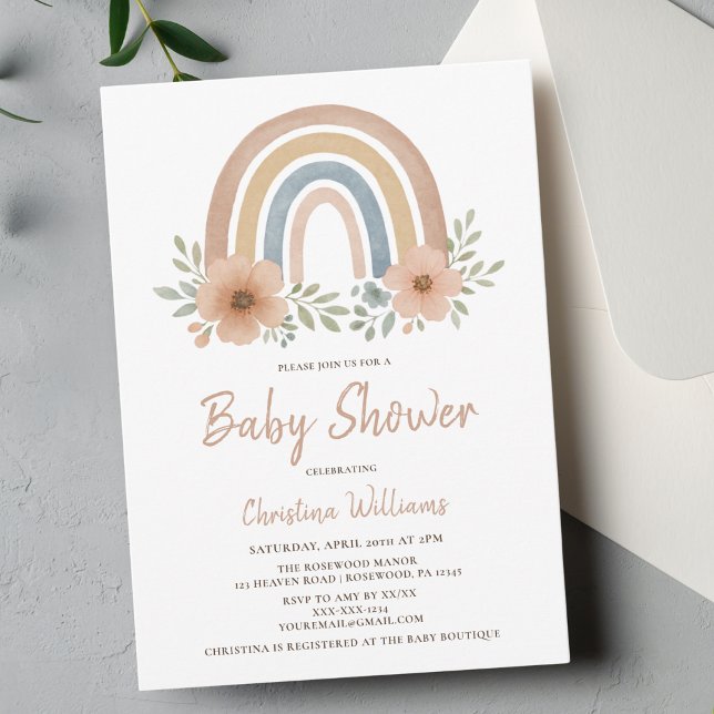 Boho Rainbow Baby Shower Invitation (Creator Uploaded)