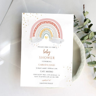 Boho Rainbow Baby Shower Invitation