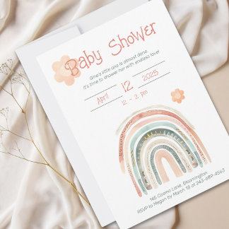 Boho Rainbow Baby Shower Invitation