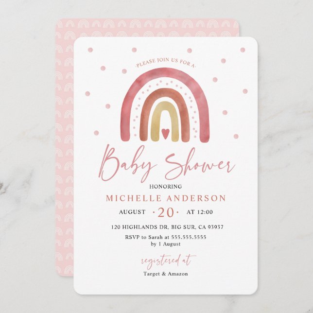 Boho Rainbow Baby Shower Invitation (Front/Back)