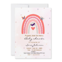 Boho Rainbow Baby Shower Invitation 