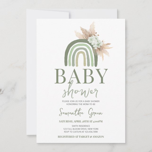 Boho Rainbow Baby Shower Invitation (Front)