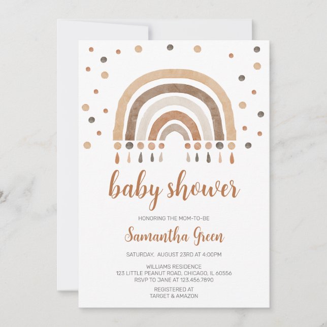 Boho Rainbow Baby Shower Invitation (Front)