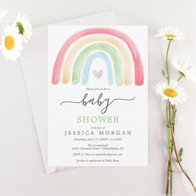 Boho Rainbow Baby Shower Invitation Card (Creator Uploaded)