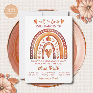 Boho Rainbow Baby Shower Invitation Terracotta