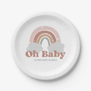 Boho Rainbow Baby Shower Paper Plate