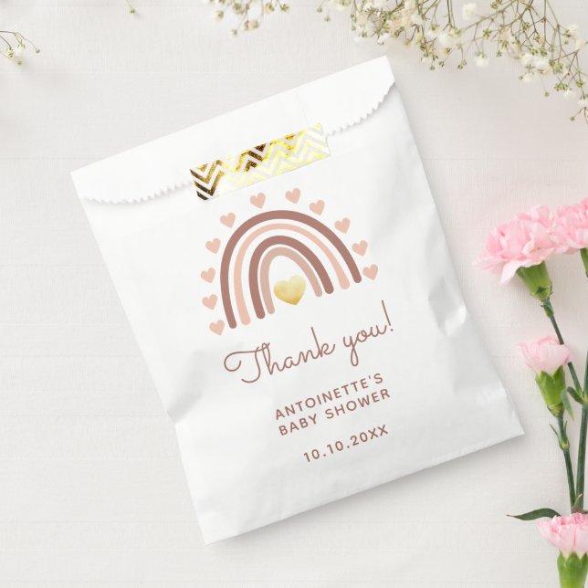 Boho Rainbow Baby Shower Thank You Blush Pink Favour Bags (Sealed)