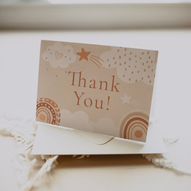 Boho Rainbow Baby Shower Thank You Card (Creator Uploaded)