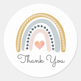 Boho Rainbow Baby Shower Thank You Classic Round Sticker