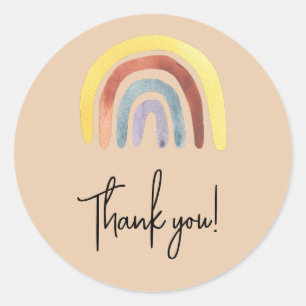 Boho rainbow baby shower thank you classic round sticker