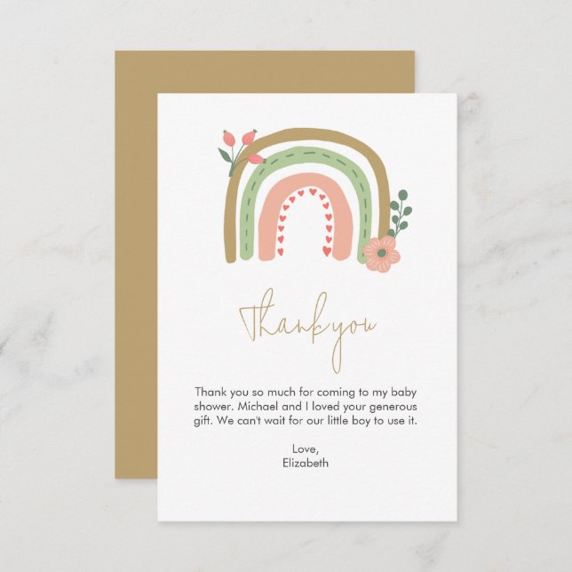 Boho Rainbow Baby Shower Thank you Cute Pastel  (Front/Back)