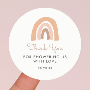 Boho Rainbow Baby Shower Thank You Favour Classic Round Sticker