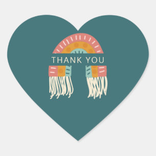 Boho Rainbow Baby Shower Thank You Favour Heart Sticker