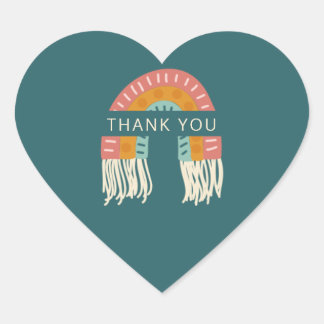 Boho Rainbow Baby Shower Thank You Favour Heart Sticker