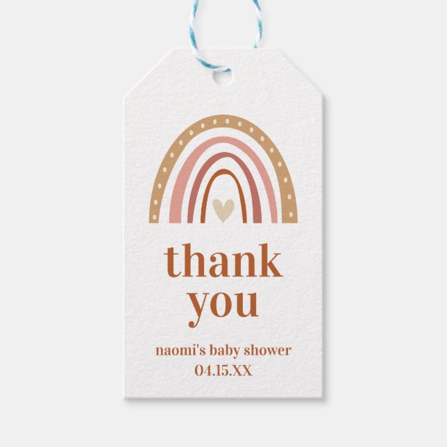 Boho Rainbow Baby Shower Thank You Tag (Front)