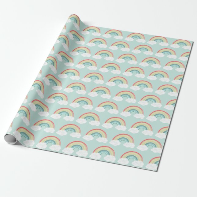 Boho Rainbow Baby Shower Wrapping Paper (Unrolled)