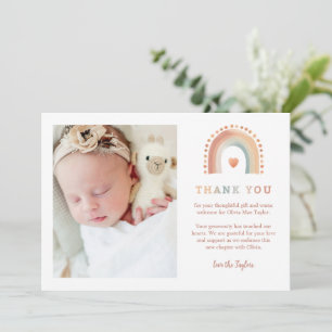 Boho Rainbow Baby Thank You Card – 2-Photo Modern