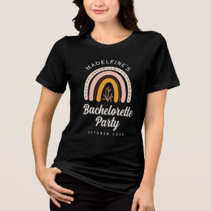 Boho rainbow bachelorette party black Tri-Blend shirt