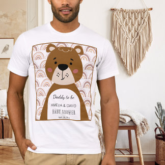 Boho Rainbow Bear Daddy To Be Baby Shower Shirt