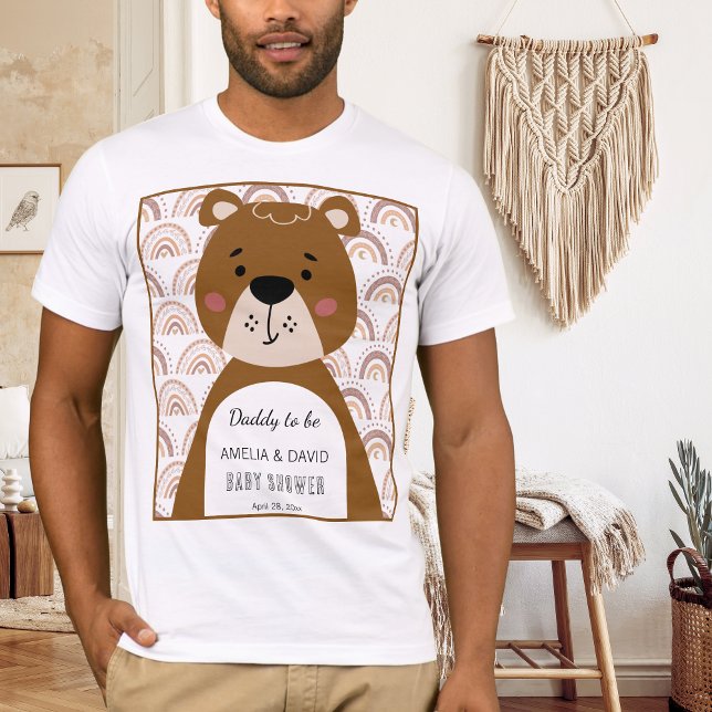 Boho Rainbow Bear Daddy To Be Baby Shower Shirt (Creator Uploaded)