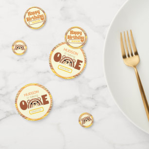 Boho Rainbow Bear First Birthday Confetti