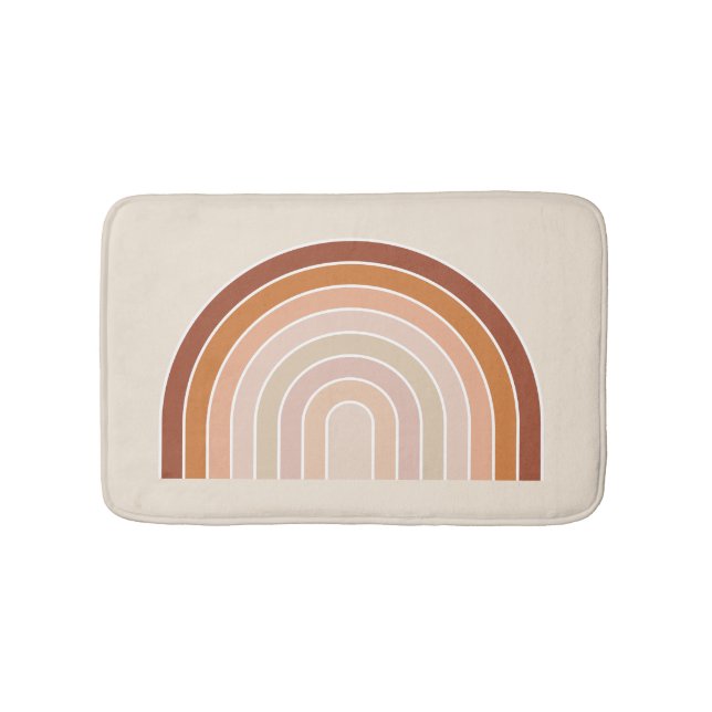 Boho Rainbow Beige Terracotta Bath Mat (Front)