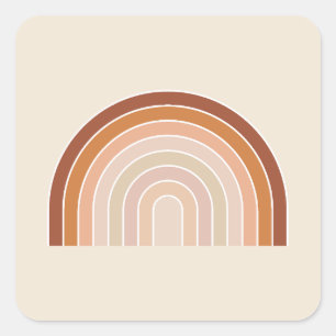 Boho Rainbow Beige Terracotta Square Sticker