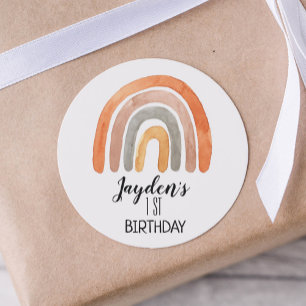 Boho Rainbow Birthday  Classic Round Sticker