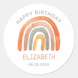 Boho Rainbow Birthday  Classic Round Sticker