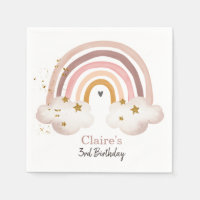 Boho Rainbow Birthday Napkins Rainbow Party Pastel