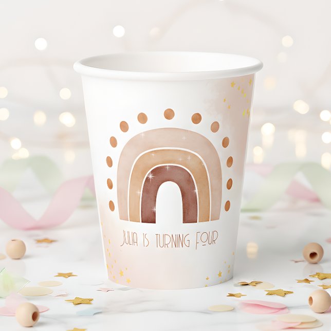 Boho rainbow Birthday  Paper Cups (Creator Uploaded)
