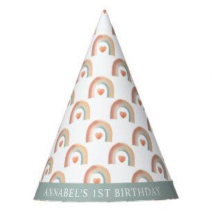 Boho Rainbow Birthday  Party Hat