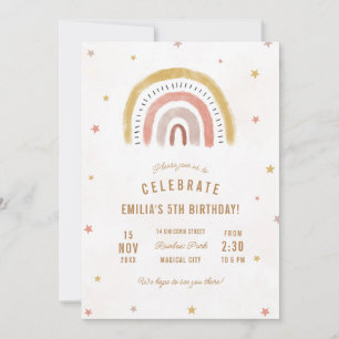Boho Rainbow Birthday Party Invitation