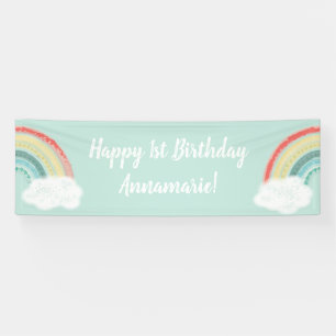 Boho Rainbow Birthday Party Kids Banner