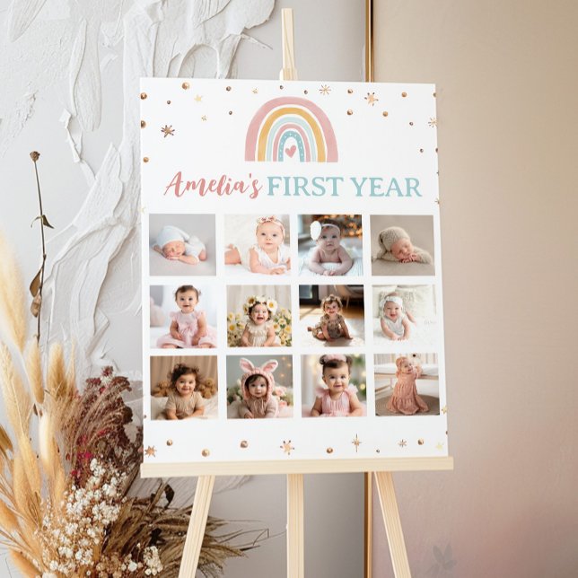 Boho Rainbow Birthday Photo Milestone Poster (Creator Uploaded)