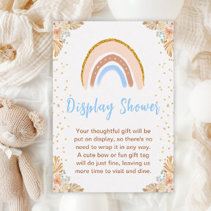 Boho Rainbow Blue Baby Display Shower Enclosure Card