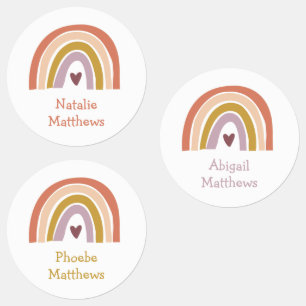 Boho Rainbow Blush Peach Mustard Name Waterproof