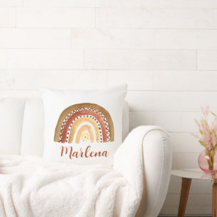 Boho Rainbow Bohemian Earthy Tones Neutral Sun Cushion