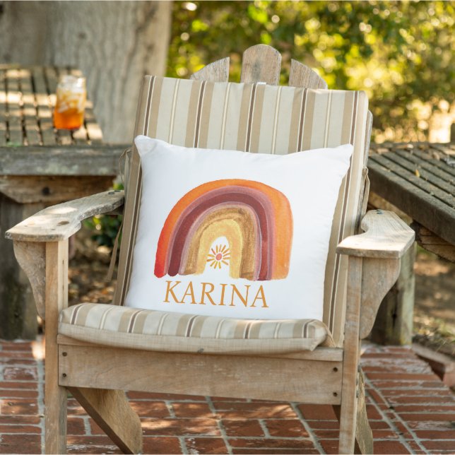 Boho Rainbow Bohemian Sun Orange Baby Nursery Cute Cushion (Chair)