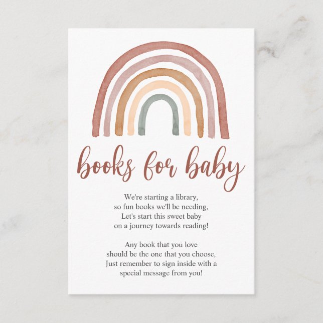 Boho Rainbow Books For Baby Enclosure Card (Front)