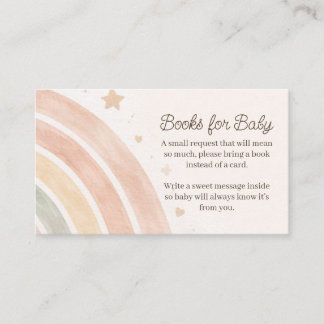 Boho Rainbow Books for Baby Minimal Baby Shower Enclosure Card