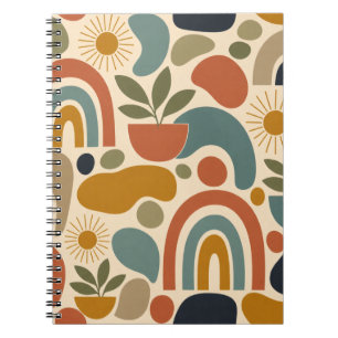 Boho Rainbow & Botanical Seamless Pattern Notebook