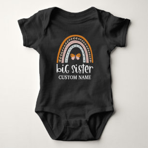 Boho Rainbow & Butterfly Personalised Big Sister Baby Bodysuit