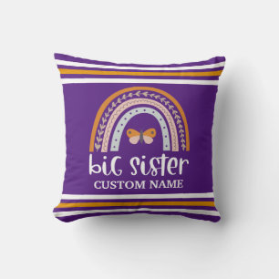 Boho Rainbow & Butterfly Personalised Big Sister Cushion