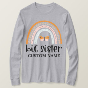 Boho Rainbow & Butterfly Personalised Big Sister T-Shirt