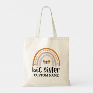 Boho Rainbow & Butterfly Personalised Big Sister Tote Bag