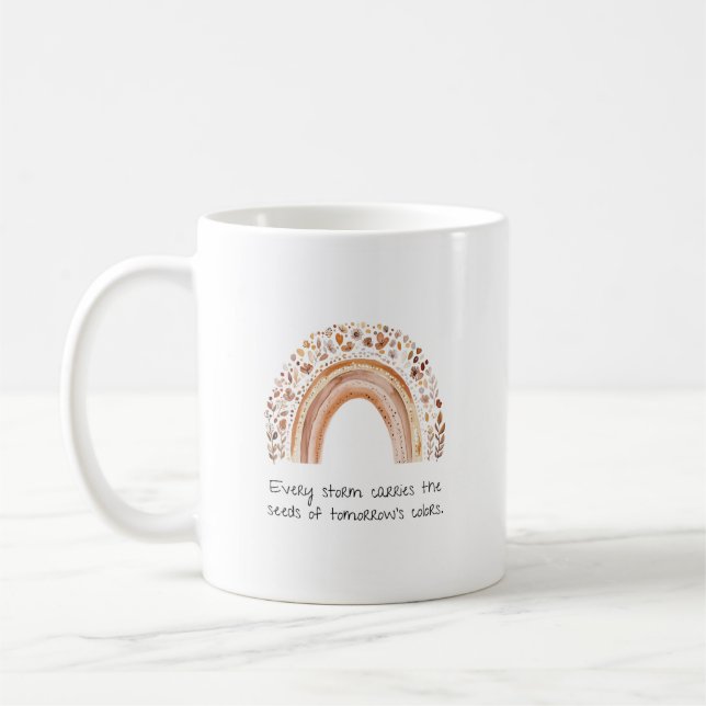 Boho Rainbow Button Pin Coffee Mug (Left)